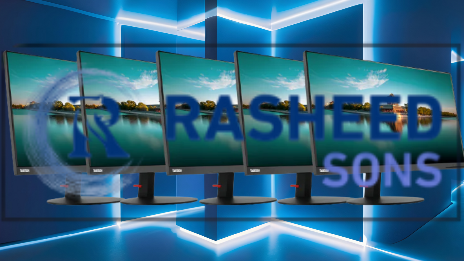 Refurbished Lenovo monitors with a scenic screen display and representing a guide to monitors for sale in Cape Town.