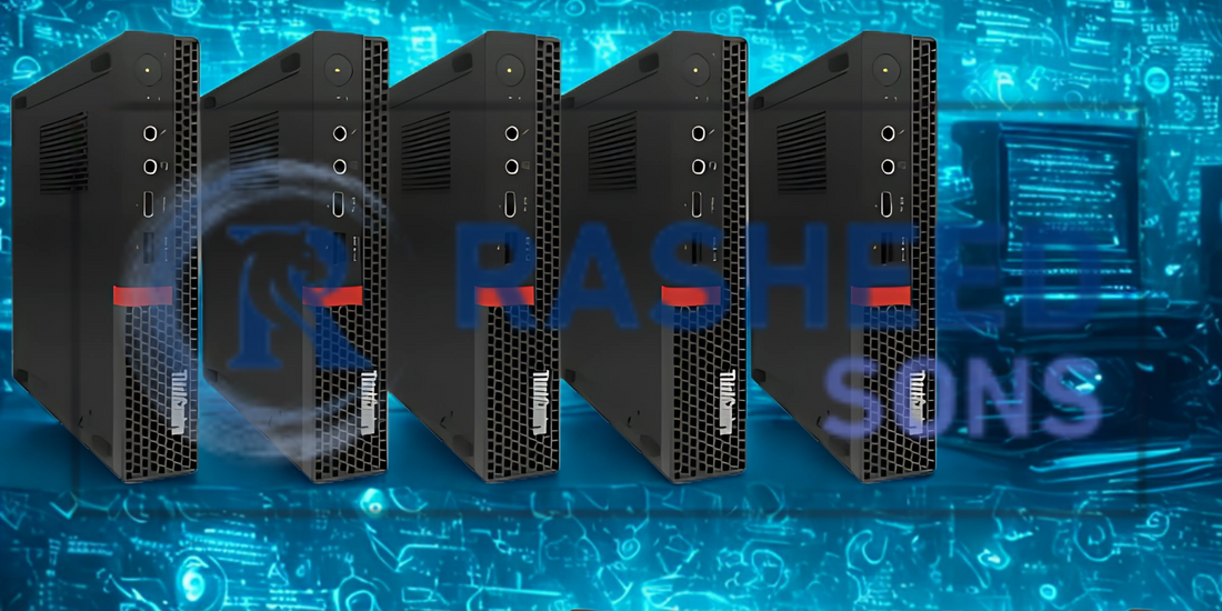 A lineup of lenovo desktop computer towers, highlighting options available for purchase in South Africa.
