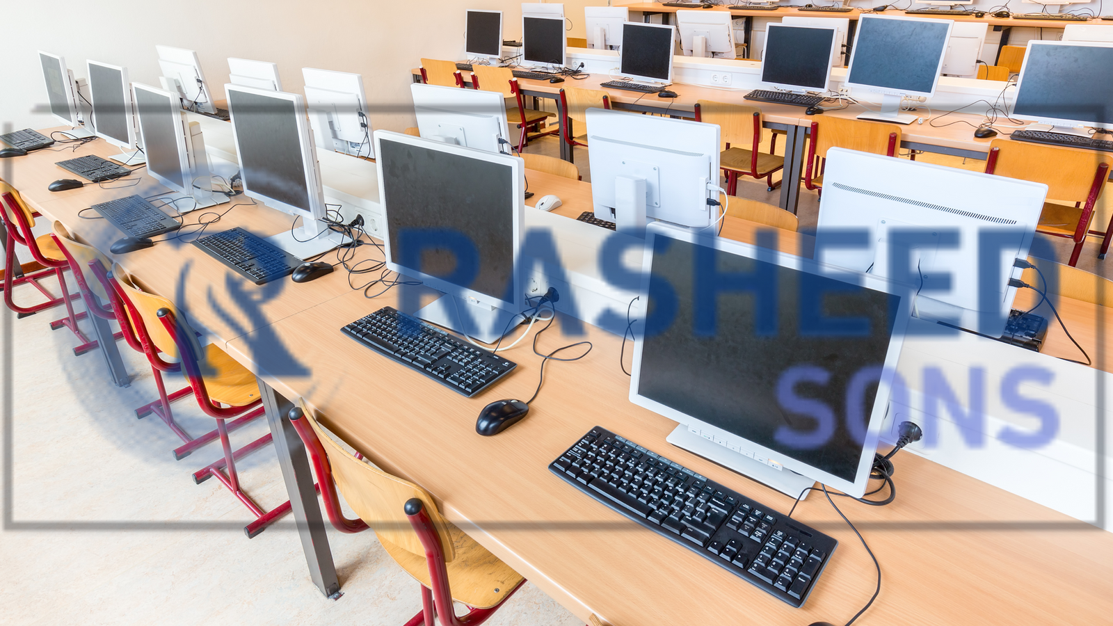 A spacious room filled with numerous desktop computer setups, representing various options available in South Africa.