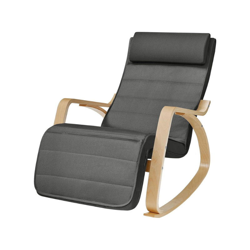 Ergonomic Rocking Chair with Padded Seat & Footrest