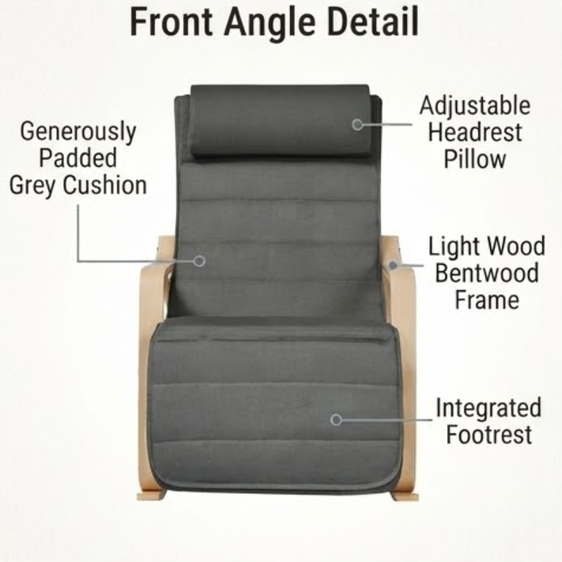 Ergonomic Rocking Chair with Padded Seat & Footrest