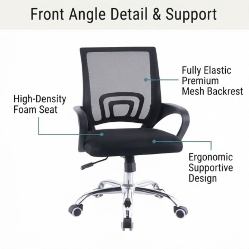 Ergonomic High Office Chair with Foot Ring and Armrests