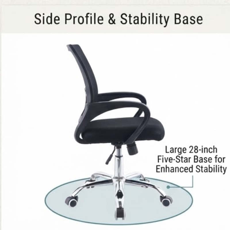 Ergonomic High Office Chair with Foot Ring and Armrests
