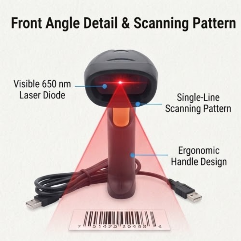 BS-0187 Wired Laser Barcode Scanner with USB Connectivity