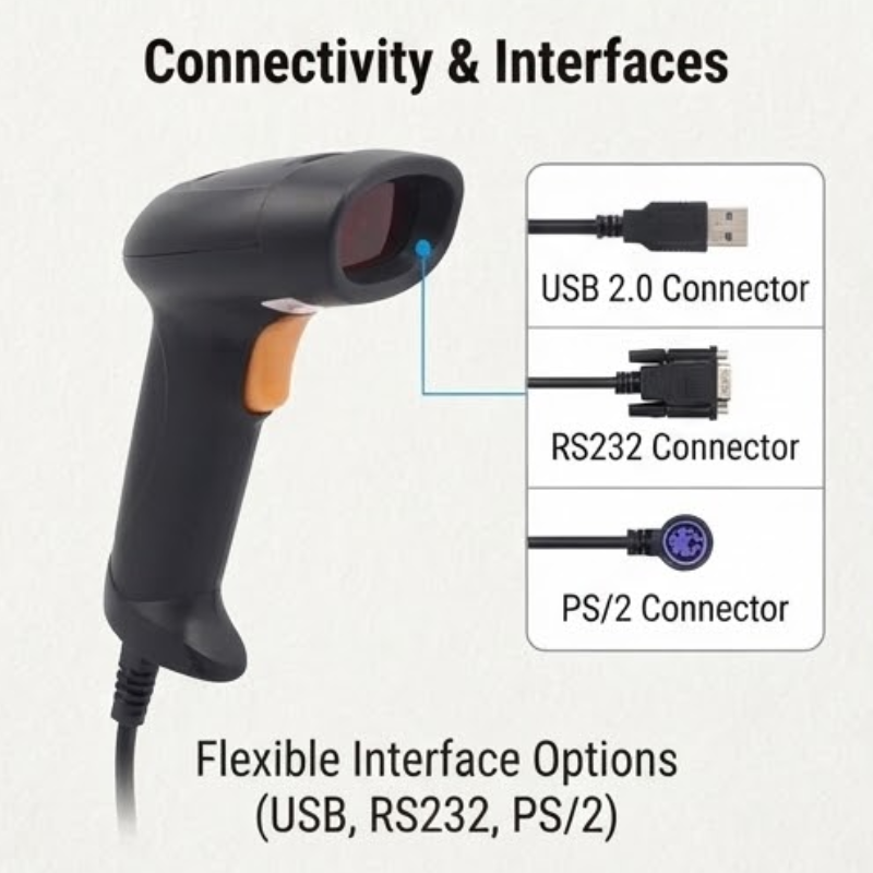 BS-0187 Wired Laser Barcode Scanner with USB Connectivity