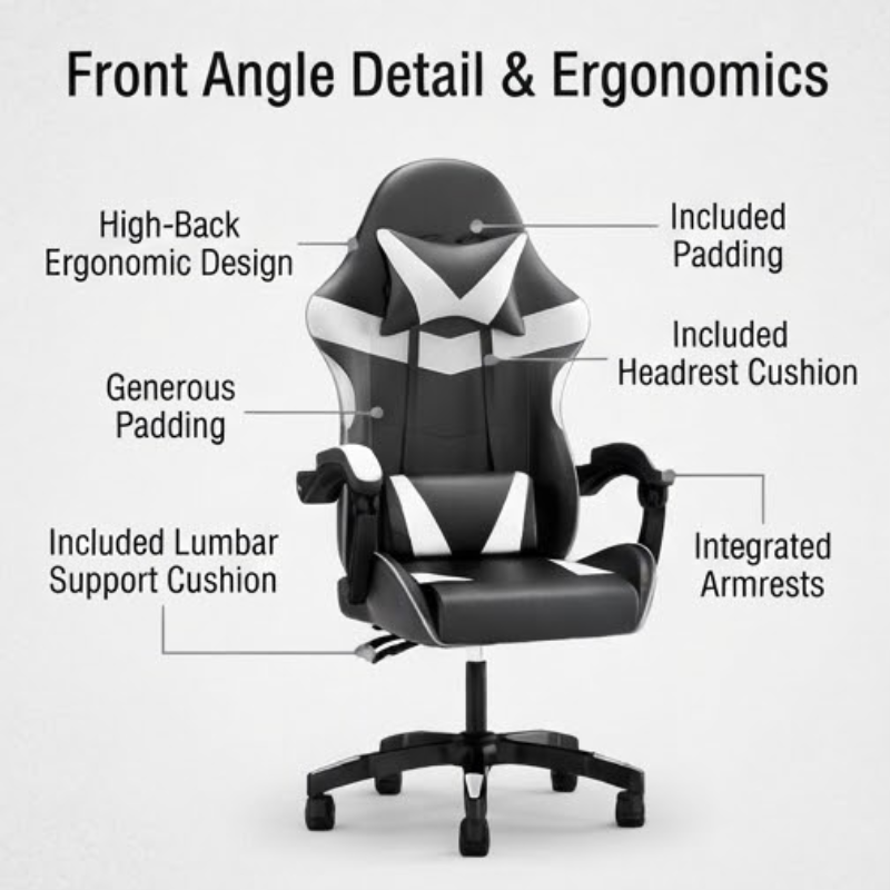 Racing Style Gaming Office Chair with Headrest and Lumbar Support