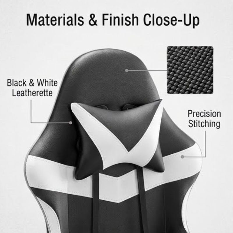 Racing Style Gaming Office Chair with Headrest and Lumbar Support