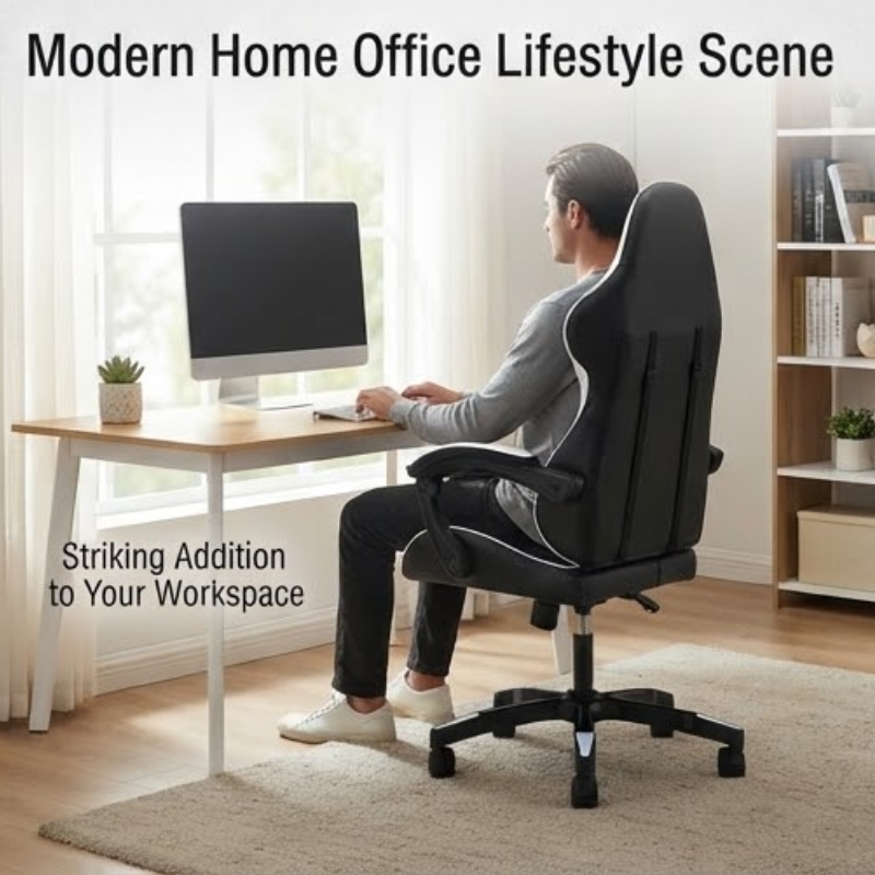 Racing Style Gaming Office Chair with Headrest and Lumbar Support