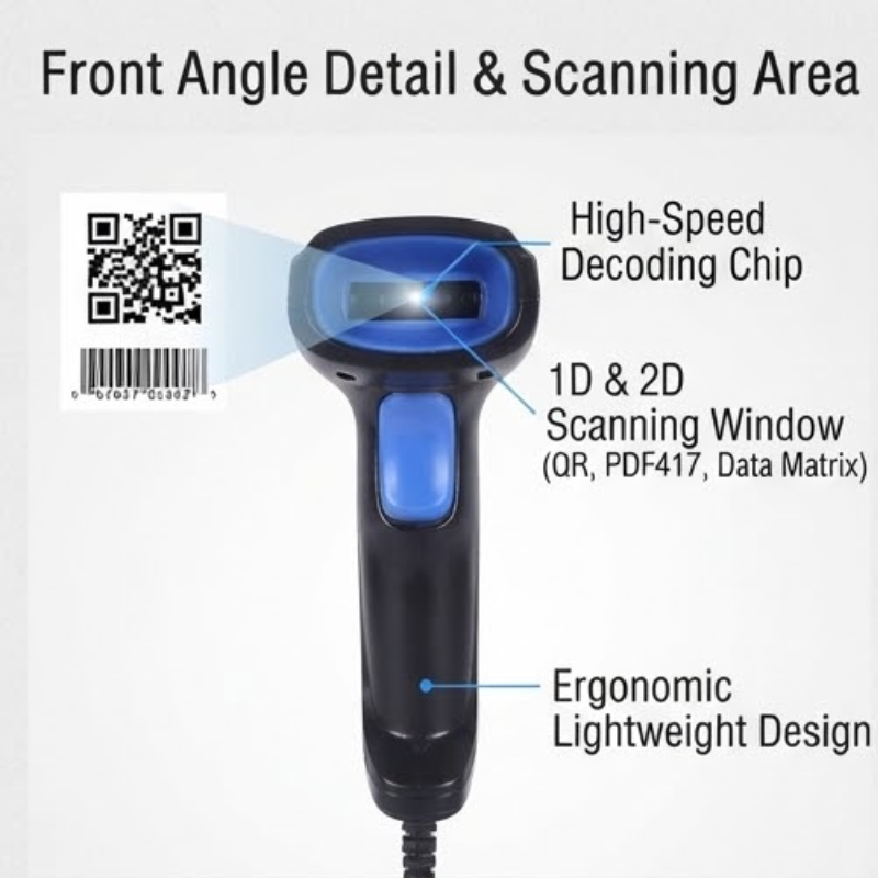 1100 Wired 2D Barcode Scanner with USB Plug-and-Play