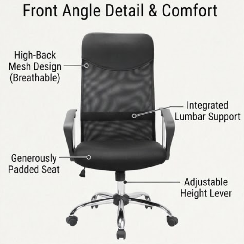 Ergonomic High-Back Office Chair with Mesh Back and Lumbar Support