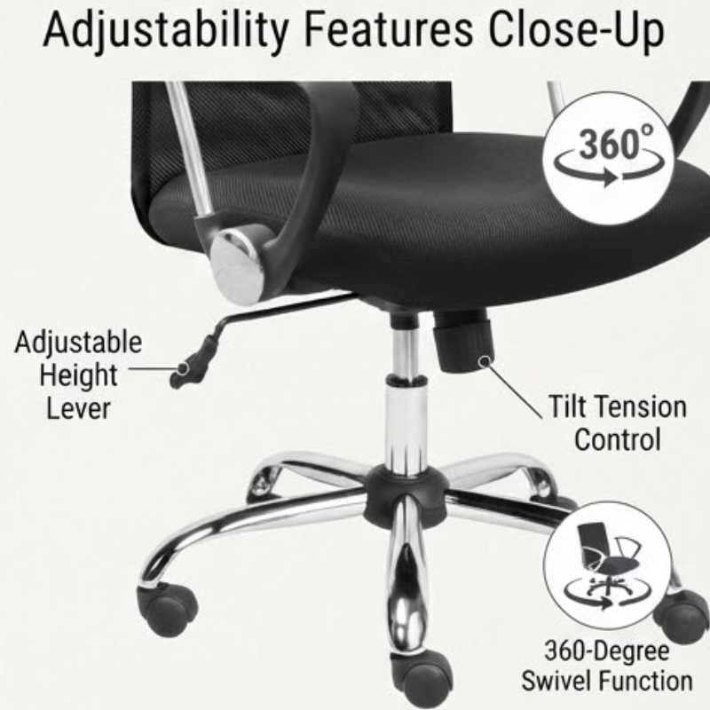 Ergonomic High-Back Office Chair with Mesh Back and Lumbar Support