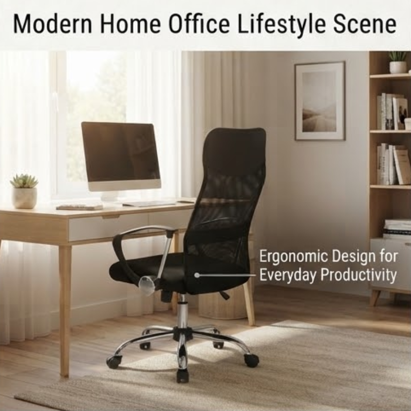 Ergonomic High-Back Office Chair with Mesh Back and Lumbar Support