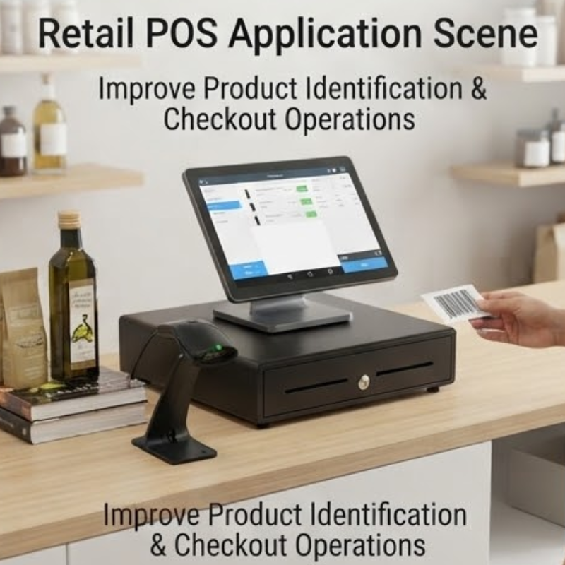 FUSSEN 3500 1D Laser USB Barcode Scanner with Stand