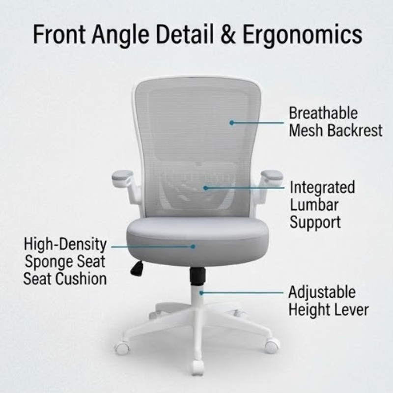 Ergonomic Office Chair with Mesh Back, Lumbar Support and Flip-Up Arms