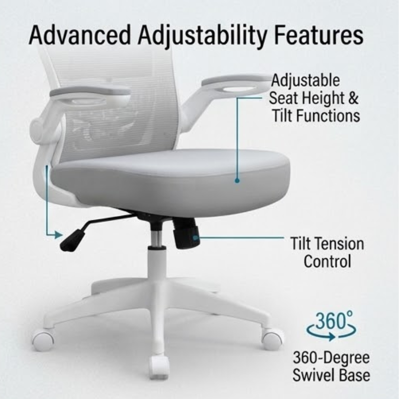 Ergonomic Office Chair with Mesh Back, Lumbar Support and Flip-Up Arms