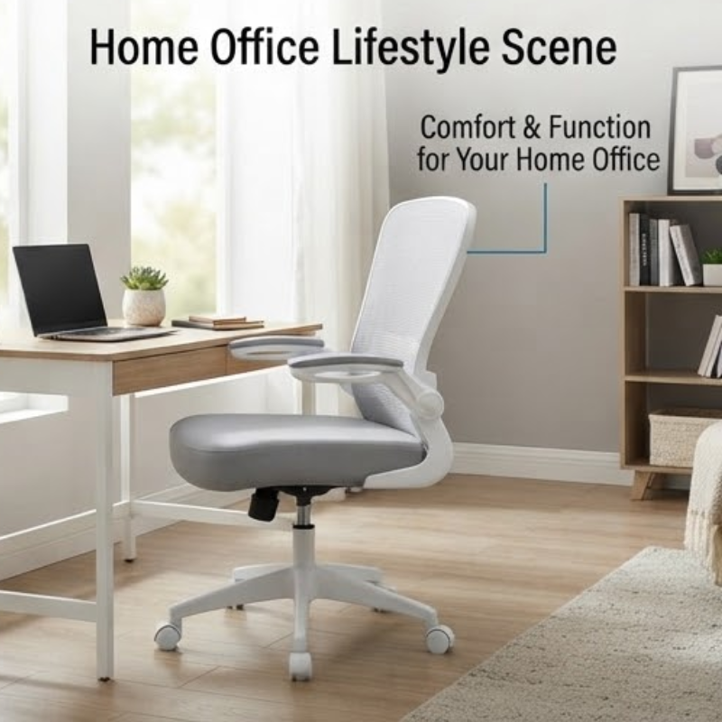 Ergonomic Office Chair with Mesh Back, Lumbar Support and Flip-Up Arms