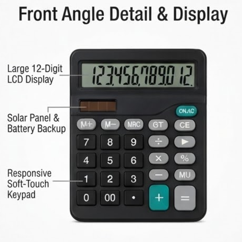 Marco CAL028B 12-Digit Electronic Solar Desktop Calculator