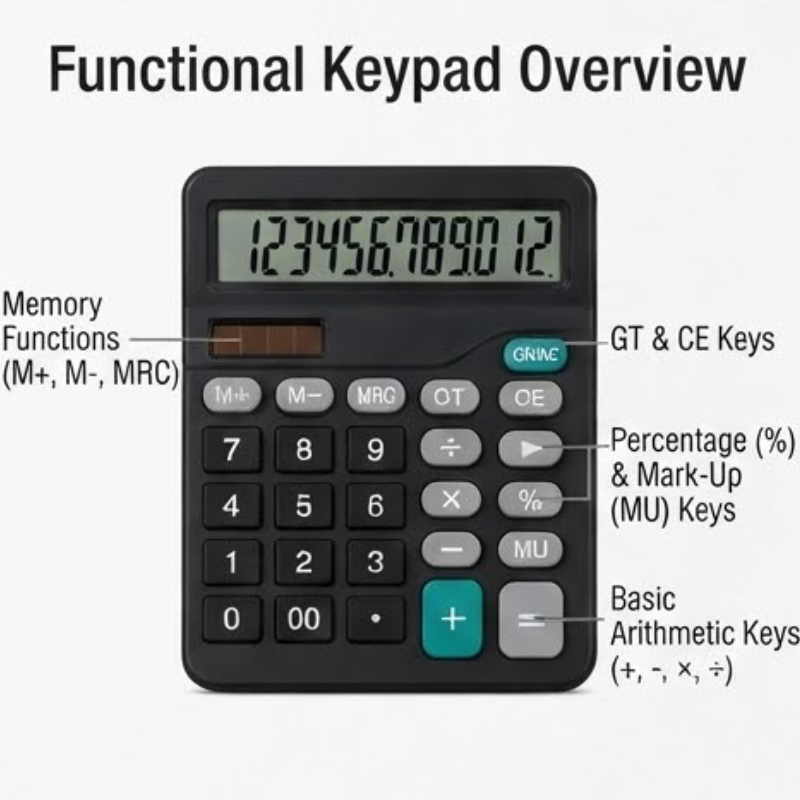 Marco CAL028B 12-Digit Electronic Solar Desktop Calculator
