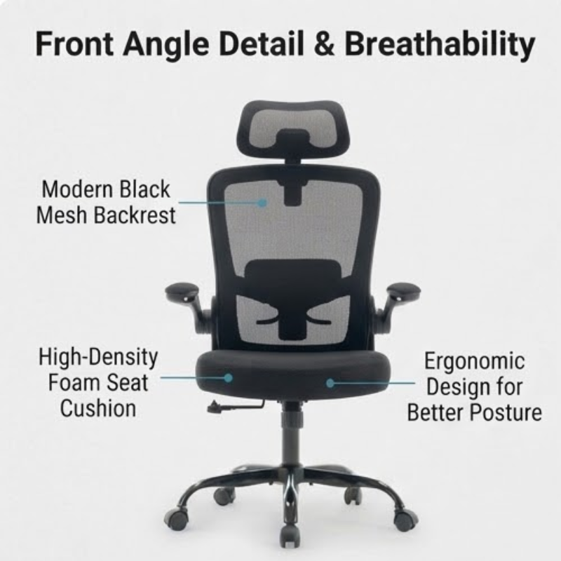 Ergonomic Mesh Office Chair with Adjustable Lumbar Support and Headrest