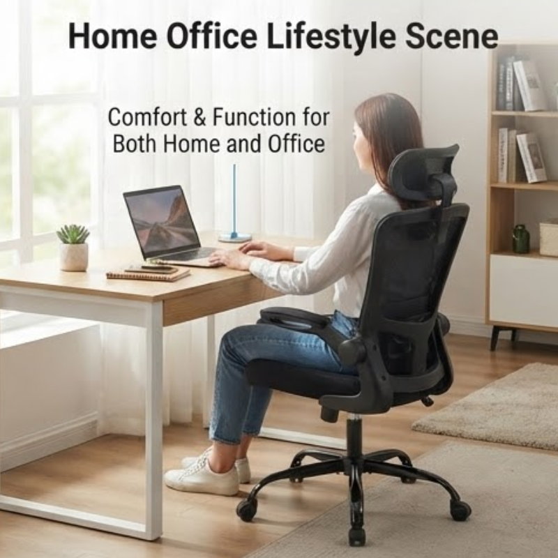 Ergonomic Mesh Office Chair with Adjustable Lumbar Support and Headrest