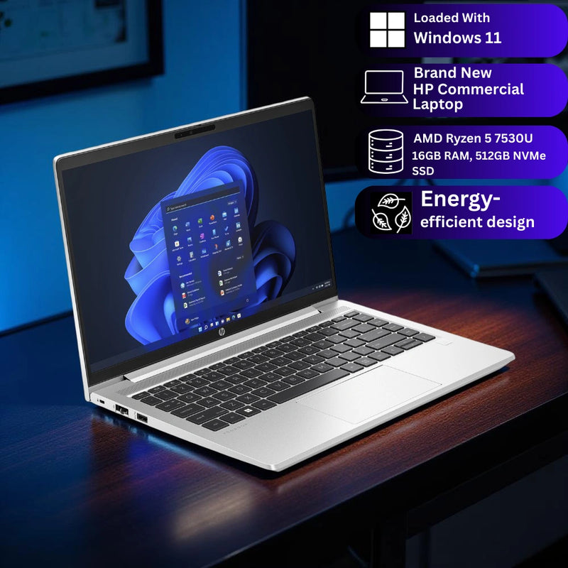 HP ProBook 445 G10 – AMD Ryzen 5 7530U | 16GB DDR4 RAM | 512GB SSD | 14″ FHD | Windows 11 Pro | 3-Year Warranty