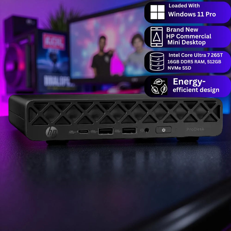 HP ProDesk 4 Mini G1i – Intel Core Ultra 7 265T | 16GB DDR5 RAM | 512GB SSD | Windows 11 Pro | 3-Year Warranty