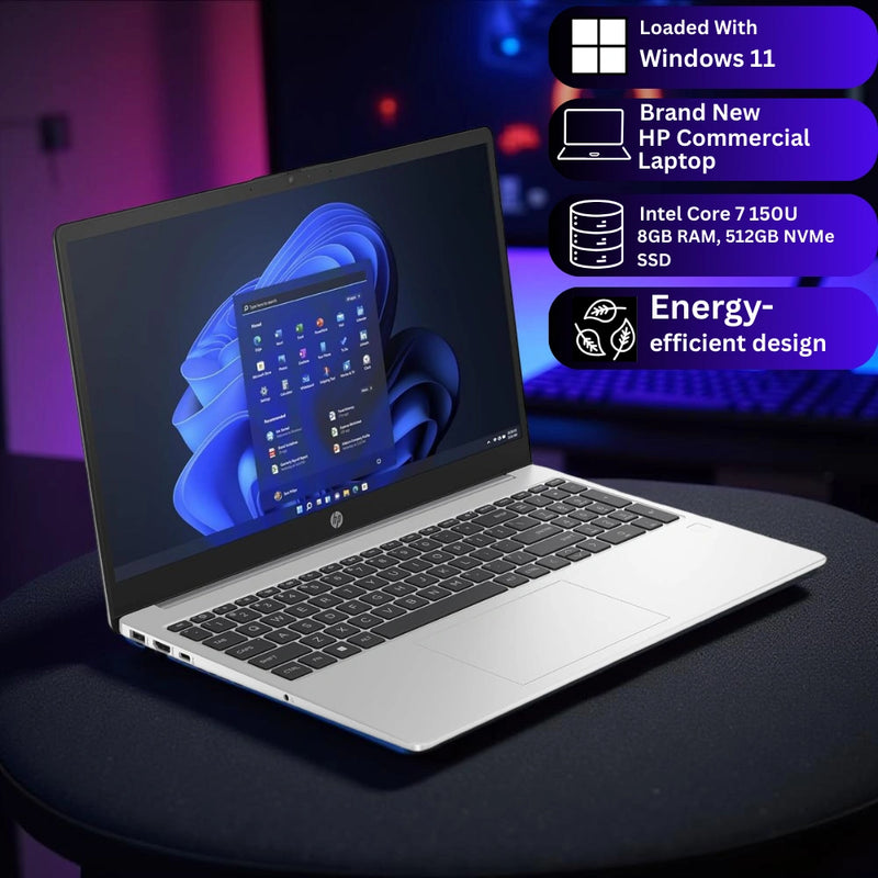 HP 250R G10 – Intel Core 7 150U | 8GB RAM | 512GB SSD | 15.6″ FHD | Windows 11 Pro | 1-Year Warranty