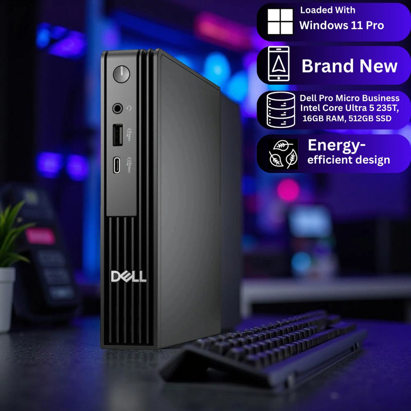 Dell Pro Micro QCM1250 – Intel Core Ultra 5 235T | 16GB RAM | 512GB SSD | Windows 11 Pro | 3-Year ProSupport