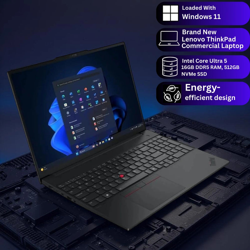 Lenovo ThinkPad E16 Gen 3 – Intel Core Ultra 5 | 16GB DDR5 RAM | 512GB SSD | 16″ WUXGA | Windows 11 Pro (64-bit) | 3-Year Onsite Warranty