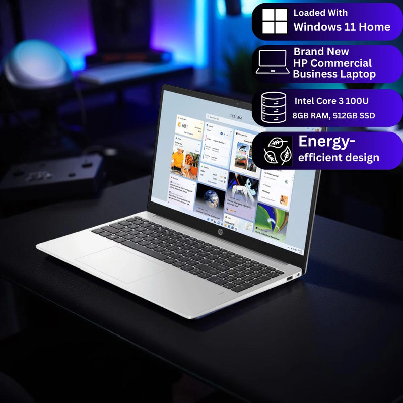 HP 250R G10 – Intel Core 3 100U | 8GB RAM | 512GB SSD | 15.6″ FHD | Windows 11 Pro | 1-Year Warranty