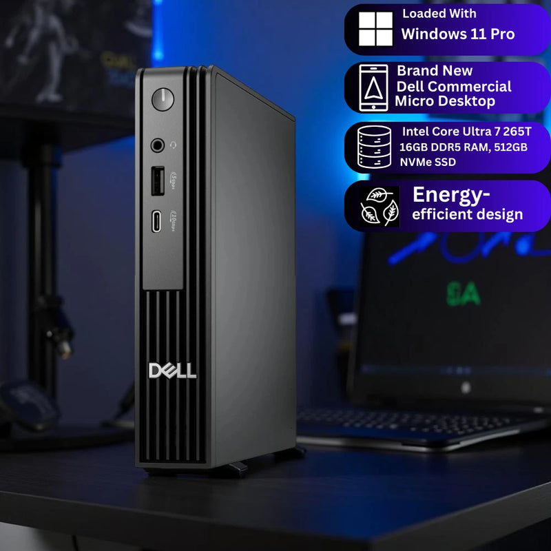 Dell Pro Micro QCM1250 – Intel Core Ultra 7 265T | 16GB DDR5 RAM | 512GB SSD | Windows 11 Pro | 3-Year ProSupport Warranty