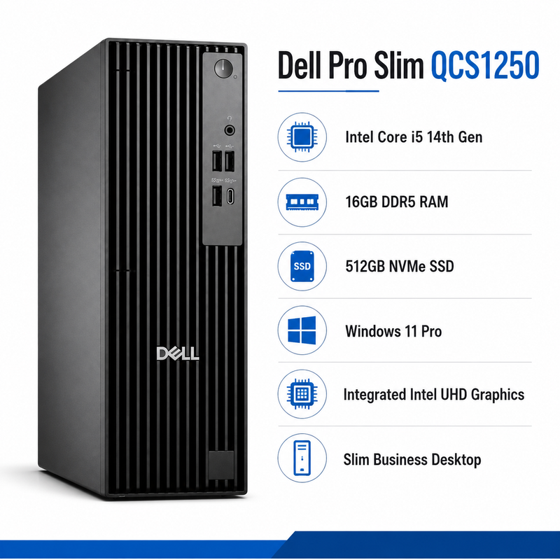 Refurbished Dell Pro Slim QCS1250 – Core i5 14th Gen, 16GB RAM, 512GB NVMe