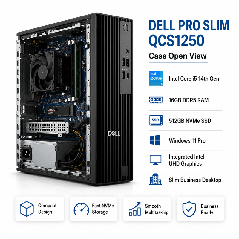 Refurbished Dell Pro Slim QCS1250 – Core i5 14th Gen, 16GB RAM, 512GB NVMe