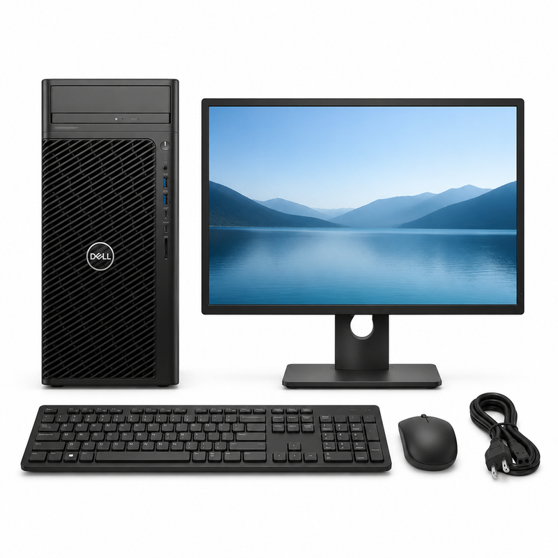 Refurbished Dell Precision 3660 Tower – Core i7 13th Gen – 16GB RAM – 512GB NVMe SSD – NVIDIA T1000 4GB GDDR6 – 19″ Monitor Bundle