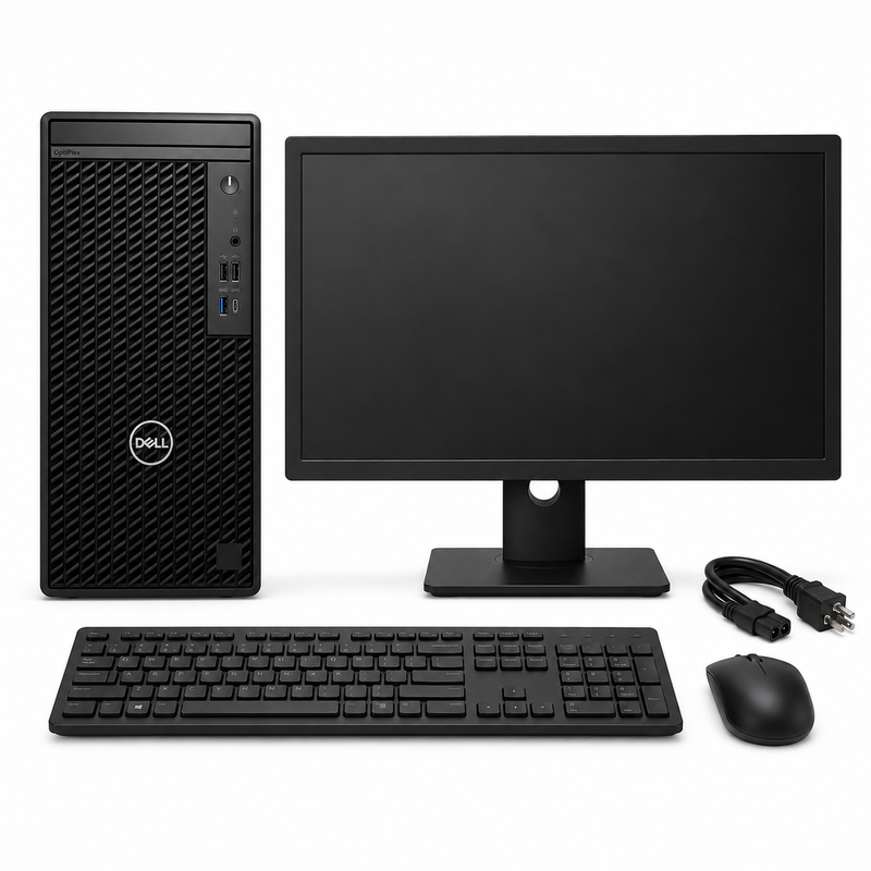 Refurbished Dell OptiPlex 7020 Tower – Intel Core i3-14100 14th Gen, 8GB DDR5 RAM, 512GB NVMe SSD with 19-Inch Monitor Bundle