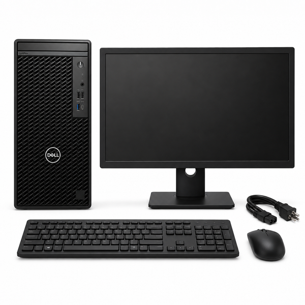 Refurbished Dell OptiPlex 7020 Tower – Core i5 14th Gen, 8GB DDR5 RAM, 512GB NVMe SSD with 19-Inch Monitor Bundle
