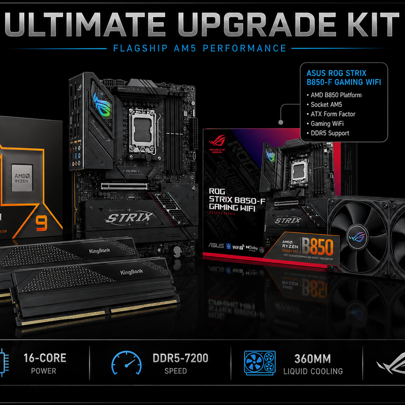 Enthusiast Line (Next Gen) Upgrade kit Ryzen 9 9950x,32gb DDR5, ASUS ROG B860-F,ASUS ROG-STRIX-LC-III-360