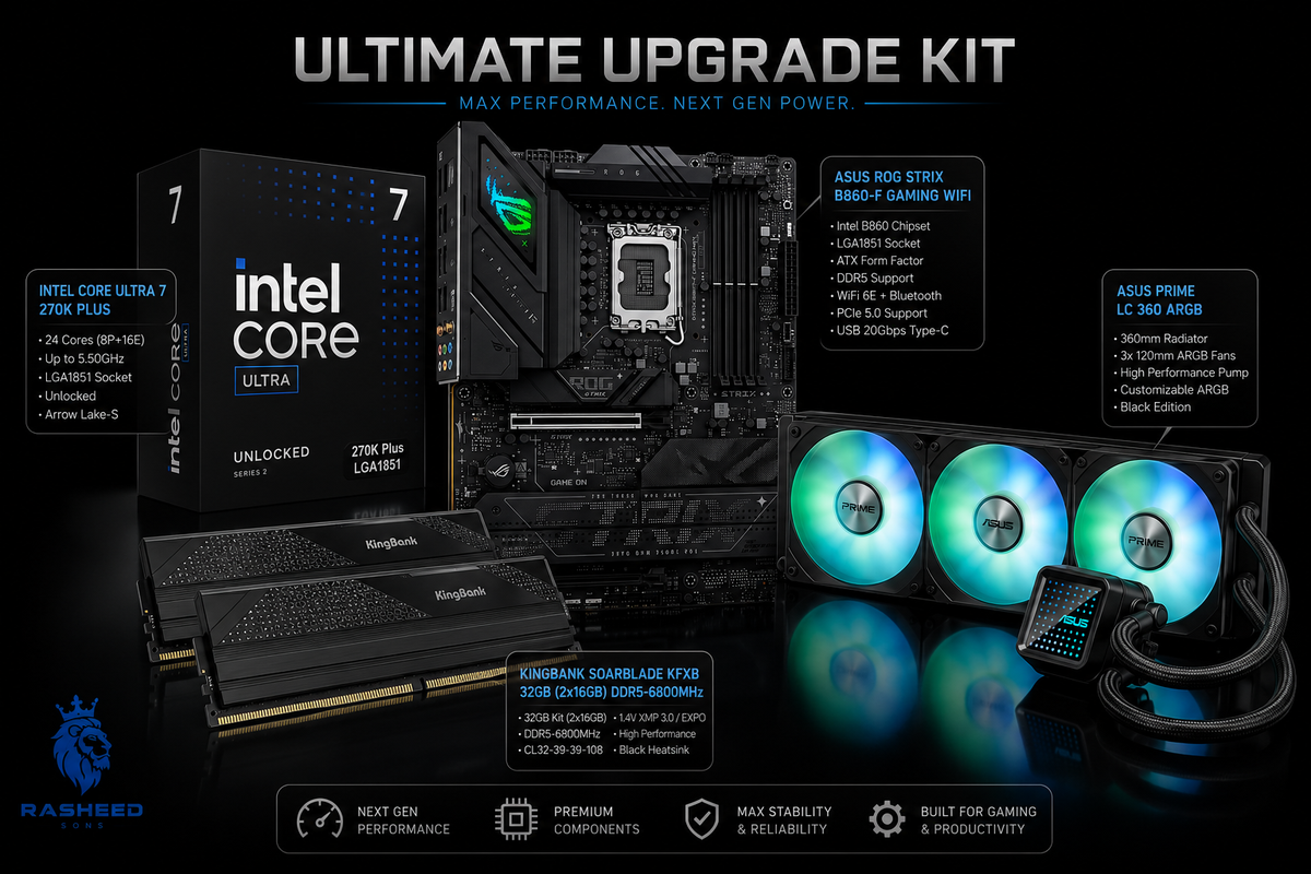 Next Gen Enthusiast Line Upgrade Kit (Gaming)Intel Core Ultra 7 270K Plus 24-Core,32GB (2x16GB) DDR5,B860-F GAMING,ASUS Prime LC 360 ARGB 360mm