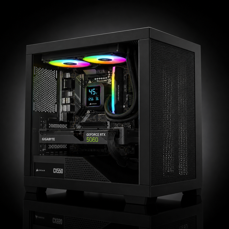 1080p Gaming PC Intel Core Ultra 5 RTX 5060 Gaming PC | 8GB DDR5 | 1TB SSD | 240mm ARGB Liquid Cooling | WIFI 6E