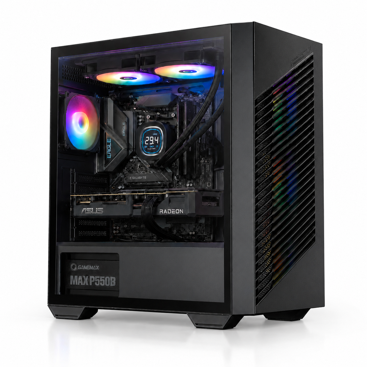 1080p Gaming PC RGB AMD Ryzen 5 Gaming Desktop PC | Radeon RX 7600 8GB | 16GB RAM | 512GB NVMe SSD | 240mm Liquid Cooling