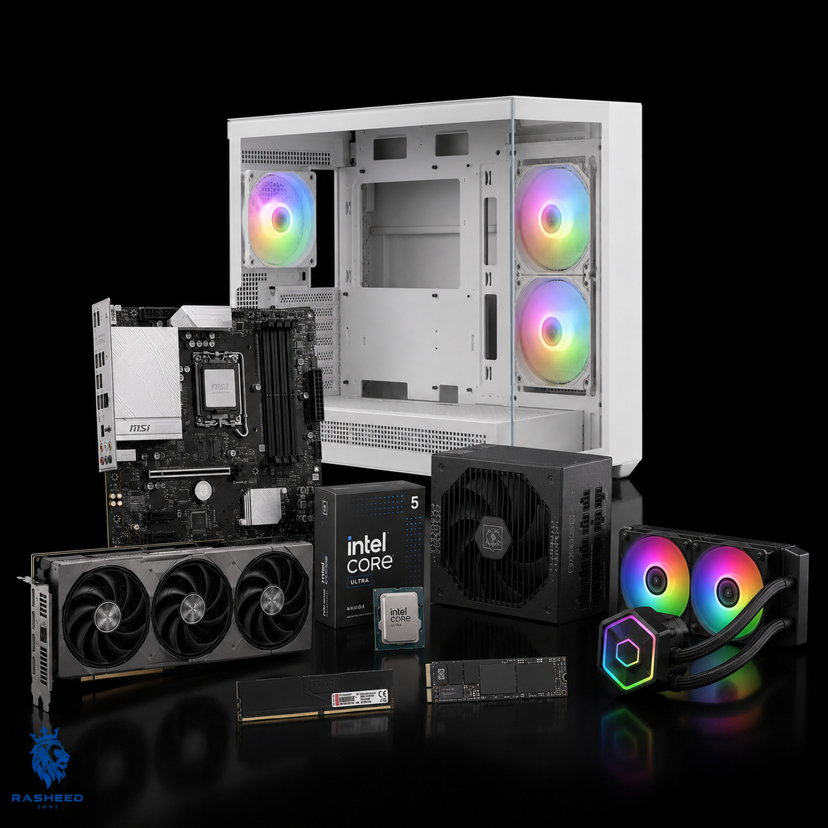 4k Small Form Factor Gaming PC Intel Core Ultra 5 250KF Plus Gaming PC | Sapphire RX 9060 XT 16GB | 16GB DDR5 | M.2 SSD | 850W Gold | White ARGB Build