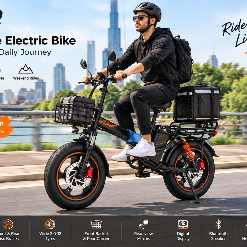 P3 Foldable Electric Bike 1000W 60V 20Ah – Black