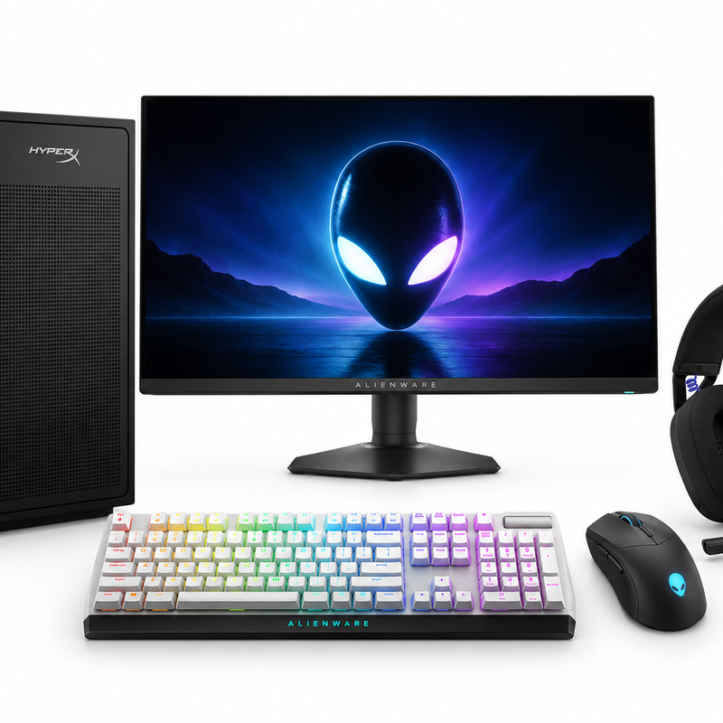 HP OMEN 35L Core Ultra 7 270K 32GB 1TB RTX 5080 Gaming Bundle with Alienware 27-inch QD-OLED Monitor and Accessories