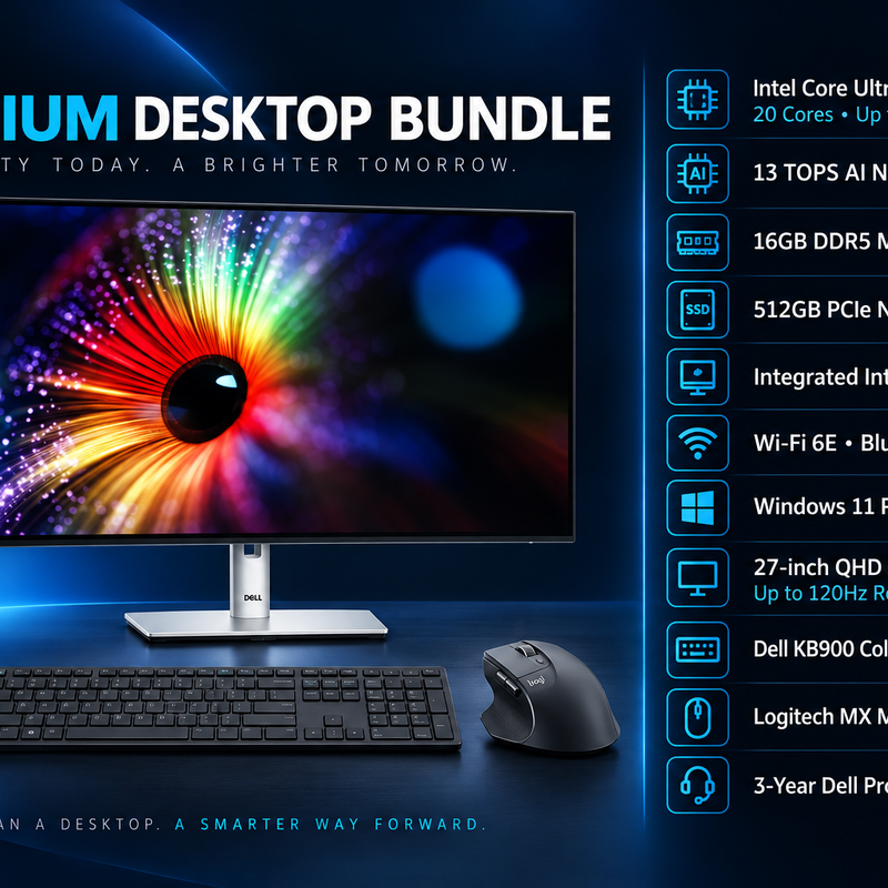 Dell Pro Micro Core Ultra 7 16GB 512GB Desktop Bundle with 27-inch Monitor