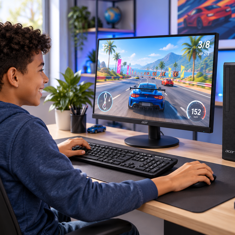 Acer Veriton VS2720G Core i5 8GB 1TB SSD Desktop Bundle with 24-inch 120Hz Monitor and Logitech MK330
