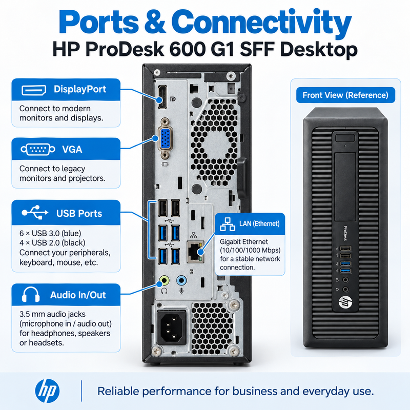 Refurbished HP ProDesk 600 G1 i5 Desktop Bundle + 19” Monitor