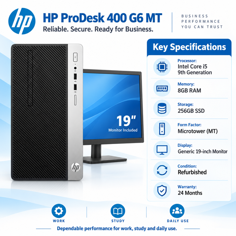 HP ProDesk 400 G6 MT i5 Desktop Bundle + 19” Monitor