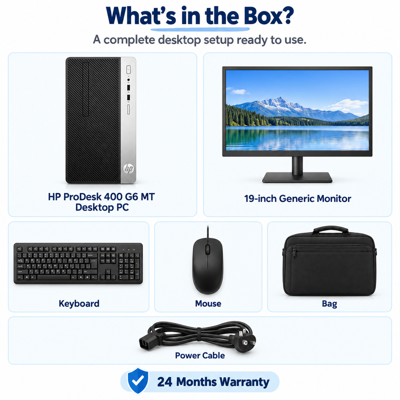 HP ProDesk 400 G6 MT i5 Desktop Bundle + 19” Monitor