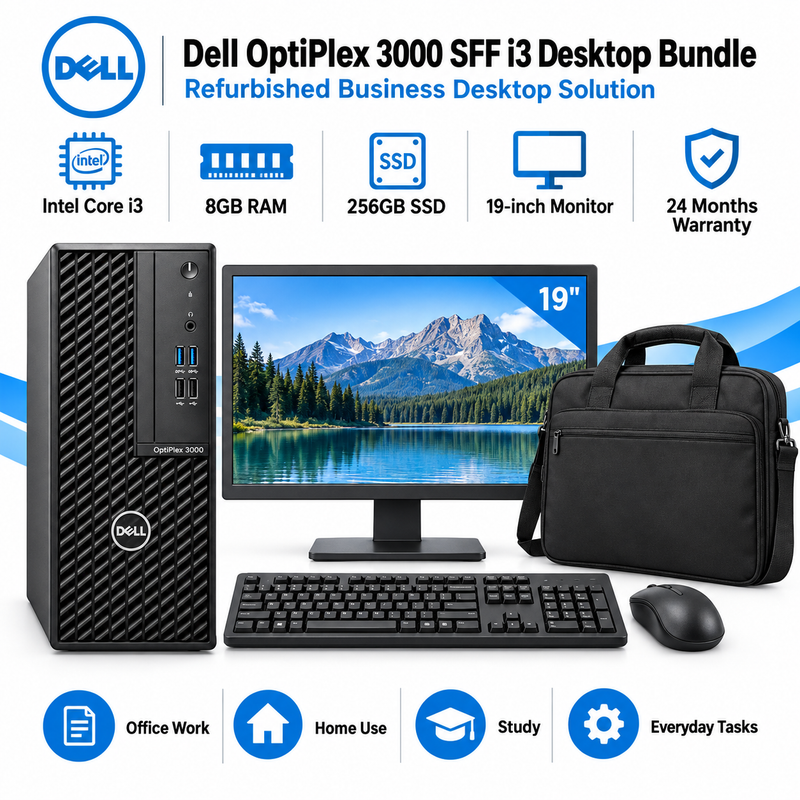 Dell OptiPlex 3000 SFF i3 Desktop Bundle + 19” Monitor