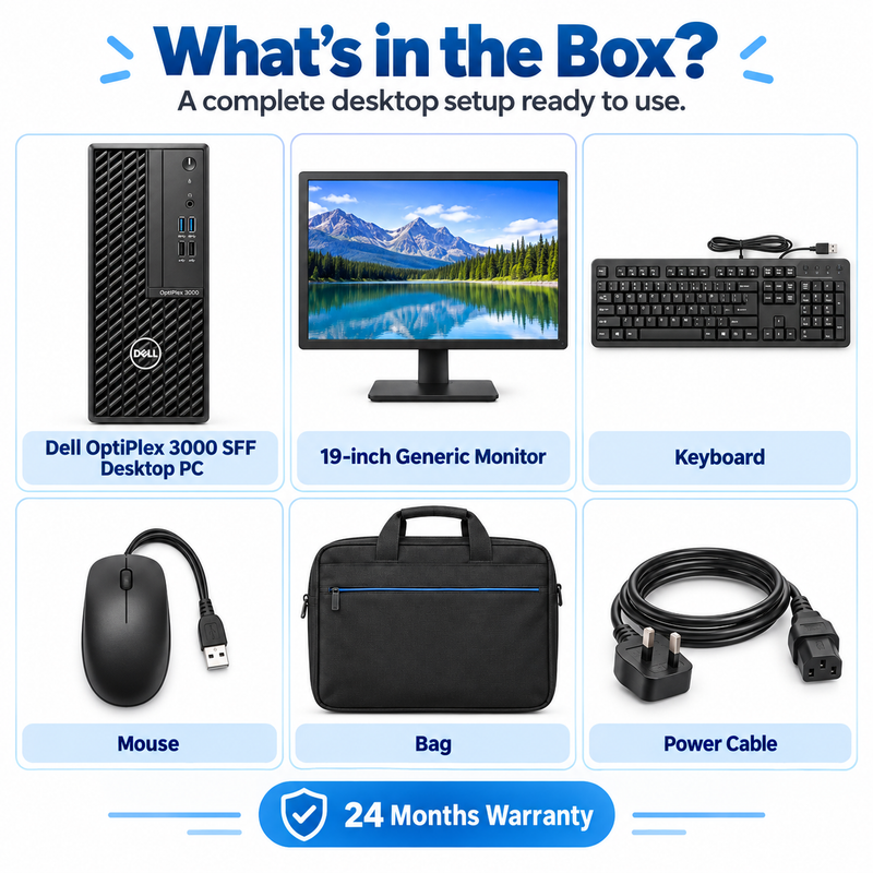Dell OptiPlex 3000 SFF i3 Desktop Bundle + 19” Monitor